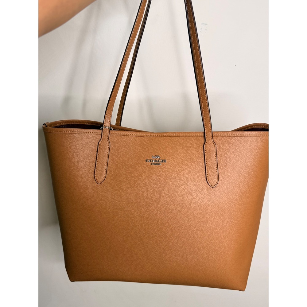 Coach Central Tote Bag Saddle Brown Pebbled Leather Shoulder Bag